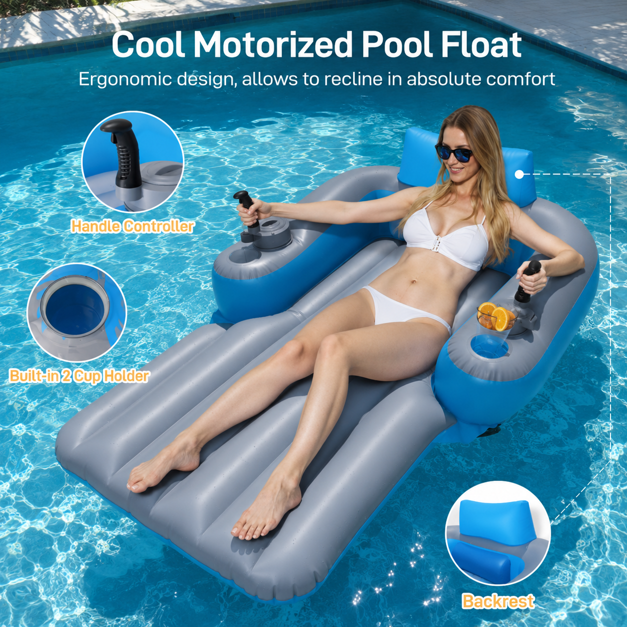 Cliora™ AquaCruise Motorized Pool Lounger